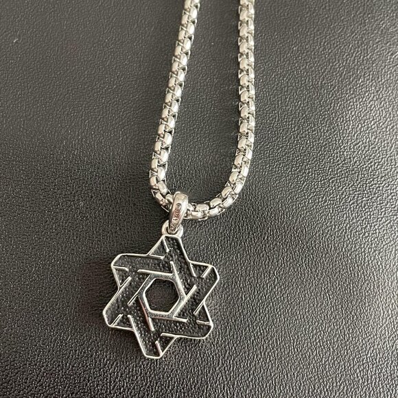 AMAZING CABLE STAR OF DAVID AMULET IN S 925 STERLING SILVER - Picture 7 of 9